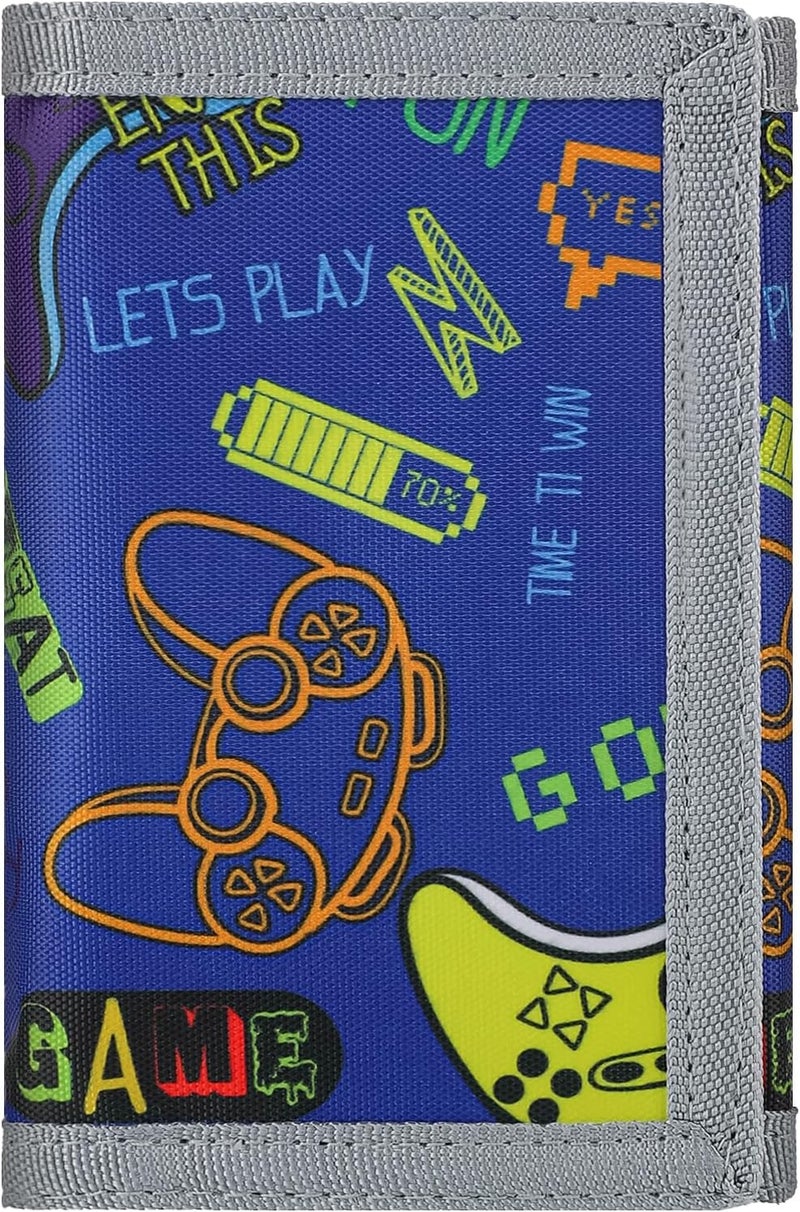 Jonyee Kids Wallets for Boys and Girls Ages 4-18 Trifold, Toddler/Youth Wallet for Boys Age 5-7 with Zippered Coin Pocket and Card Holders, Novelty Wallet for Childrens Birthday Gifts - Blue Gamepad - Image 1